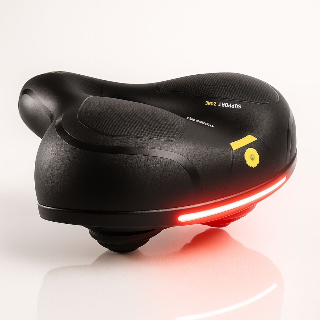 Comfortabel Fietszadel met Reflector – Ergonomisch Geveerd Waterdicht Design voor Dames en Heren Fietsen