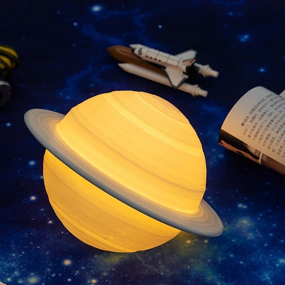 Planeetlamp Saturnus met Zwevend 3D-effect en Warmwit Licht voor Slaapkamer en Woonkamer