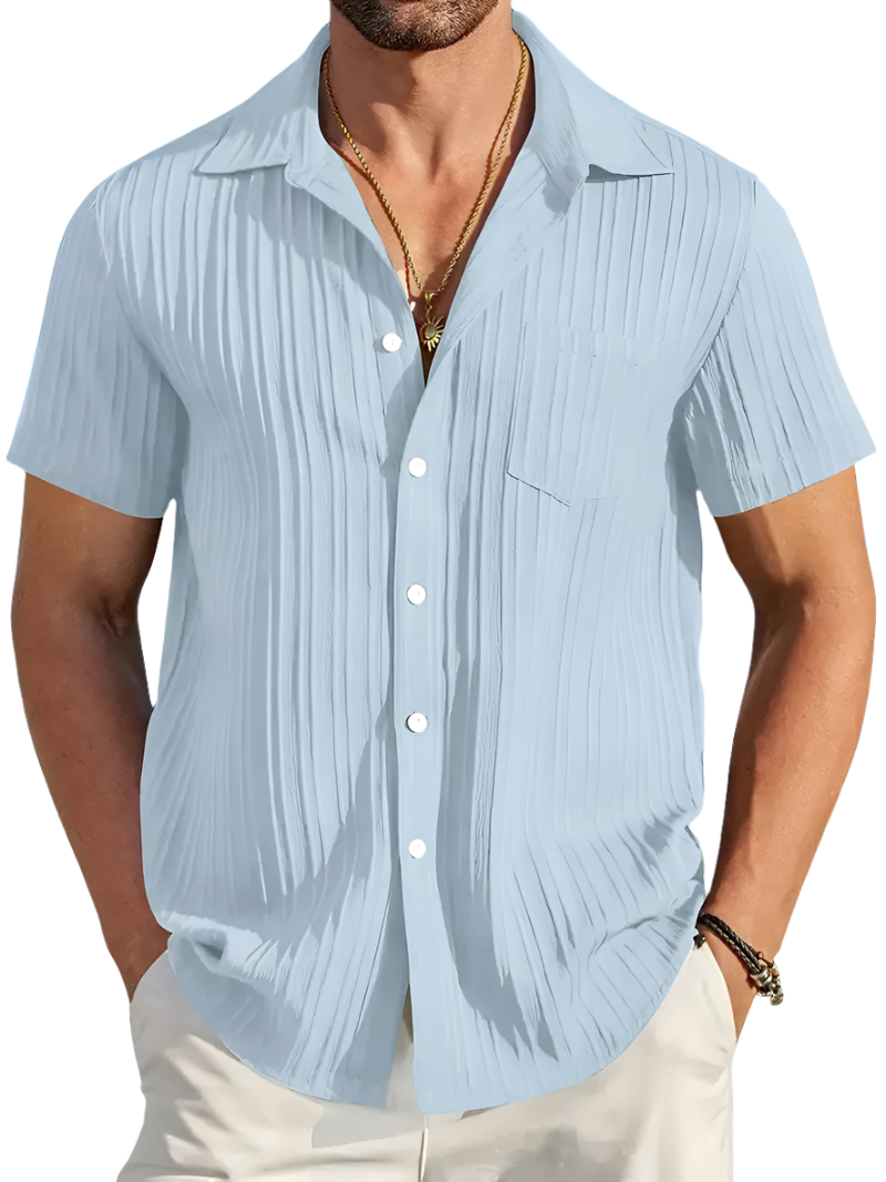 Lente Shirt Korte Mouwen Lichte Plissé Stof