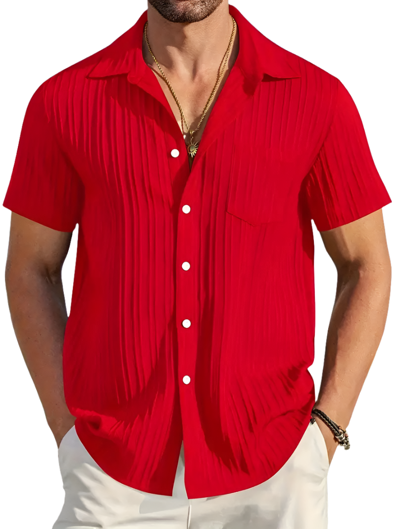 Lente Shirt Korte Mouwen Lichte Plissé Stof