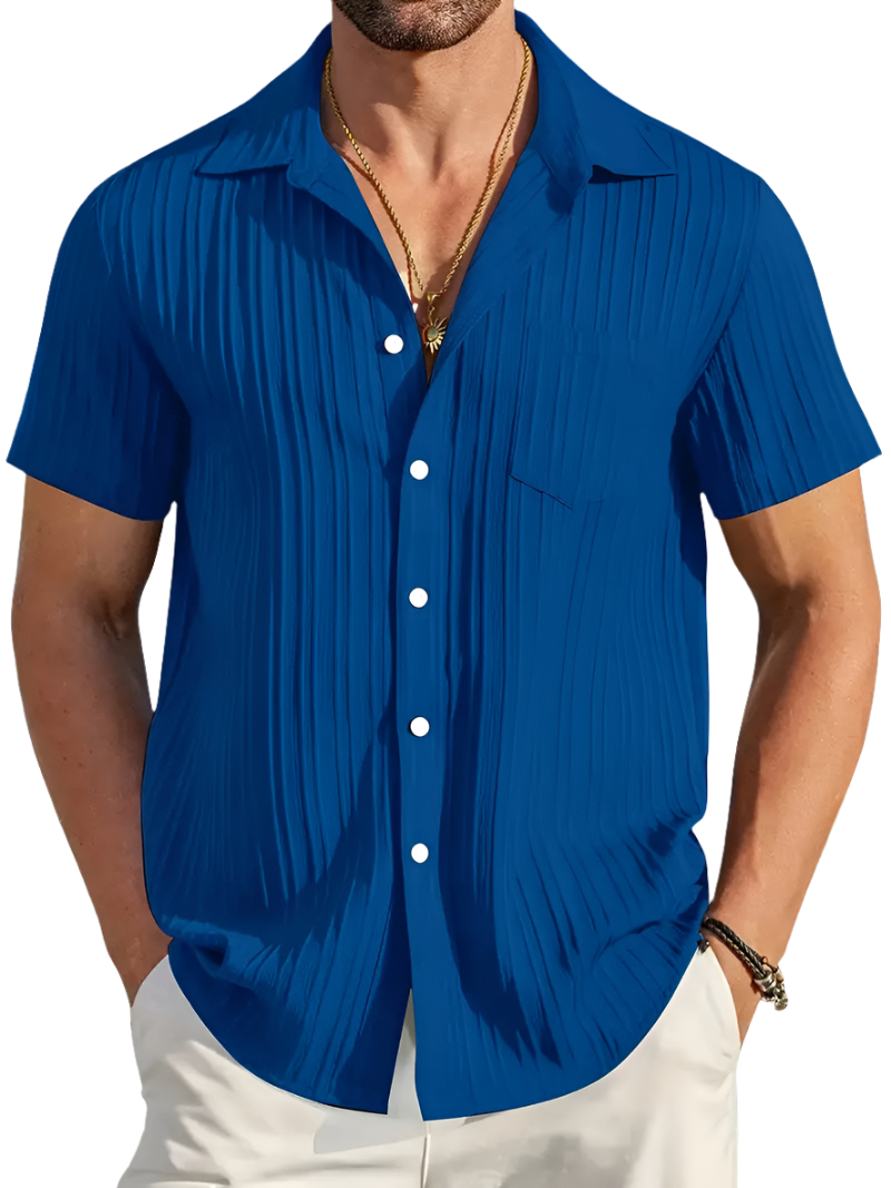 Lente Shirt Korte Mouwen Lichte Plissé Stof