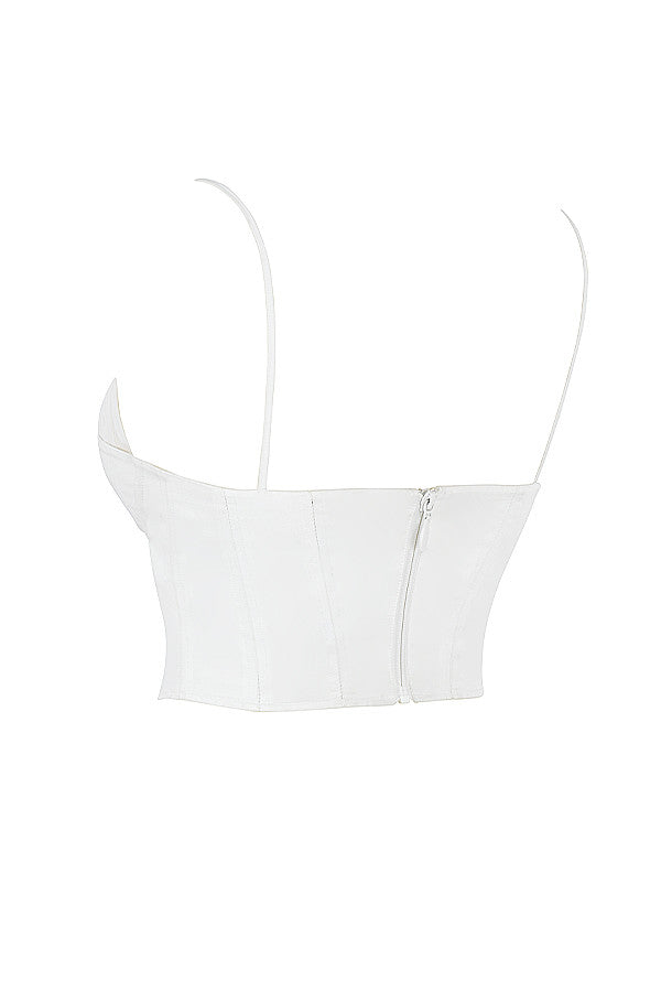 Witte Vrouwelijke Bustier Top Dunne Bandjes