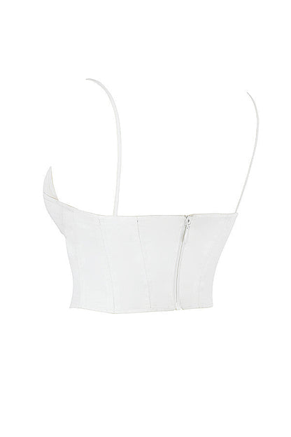 Witte Vrouwelijke Bustier Top Dunne Bandjes