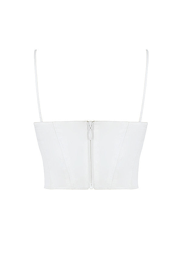 Witte Vrouwelijke Bustier Top Dunne Bandjes