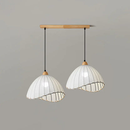 Hanglamp Wabi Sabi Hout En Witte Stoffen Kap Scandinavisch E27
