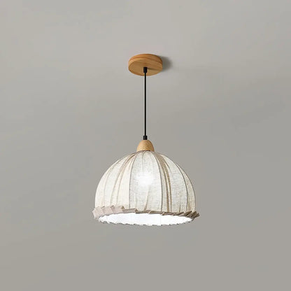 Hanglamp Wabi Sabi Hout En Witte Stoffen Kap Scandinavisch E27