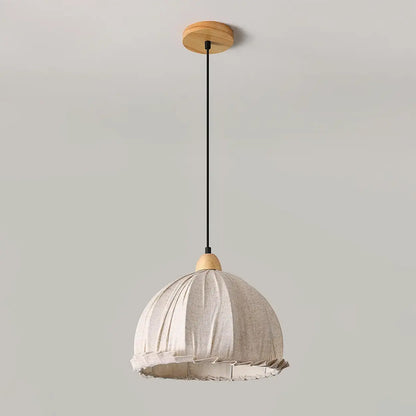 Hanglamp Wabi Sabi Hout En Witte Stoffen Kap Scandinavisch E27