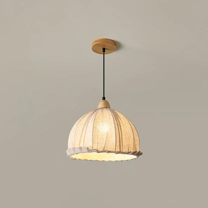 Hanglamp Wabi Sabi Hout En Witte Stoffen Kap Scandinavisch E27