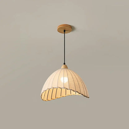 Hanglamp Wabi Sabi Hout En Witte Stoffen Kap Scandinavisch E27