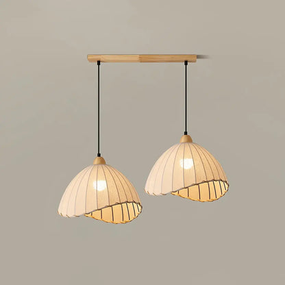 Hanglamp Wabi Sabi Hout En Witte Stoffen Kap Scandinavisch E27