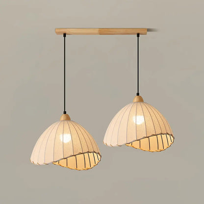 Hanglamp Wabi Sabi Hout En Witte Stoffen Kap Scandinavisch E27
