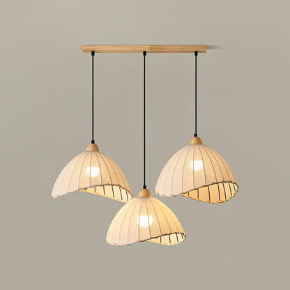 Hanglamp Wabi Sabi Hout En Witte Stoffen Kap Scandinavisch E27