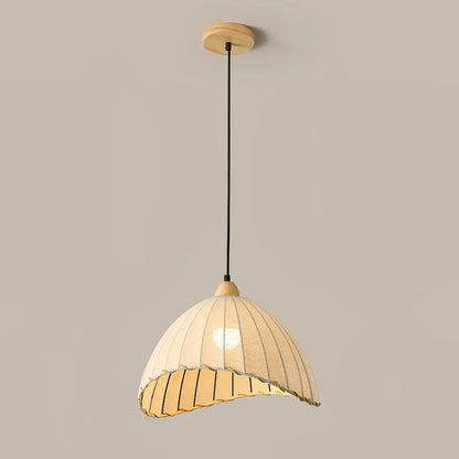 Hanglamp Wabi Sabi Hout En Witte Stoffen Kap Scandinavisch E27