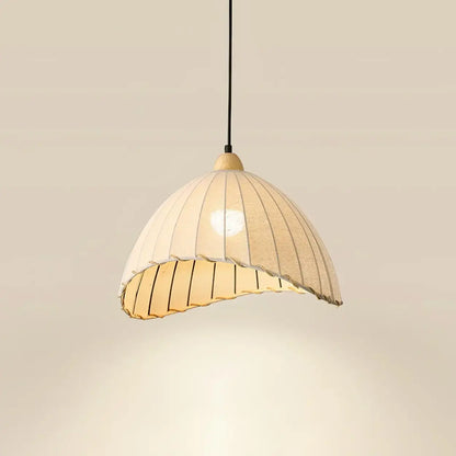 Hanglamp Wabi Sabi Hout En Witte Stoffen Kap Scandinavisch E27