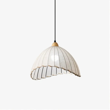 Hanglamp Wabi Sabi Hout En Witte Stoffen Kap Scandinavisch E27