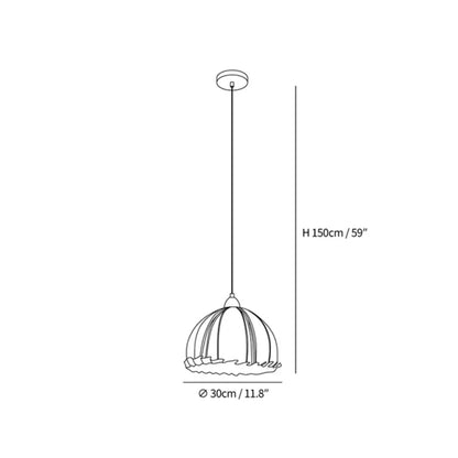 Hanglamp Wabi Sabi Hout En Witte Stoffen Kap Scandinavisch E27