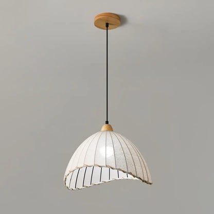 Hanglamp Wabi Sabi Hout En Witte Stoffen Kap Scandinavisch E27