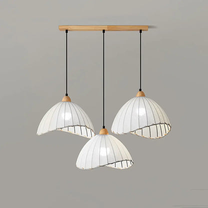 Hanglamp Wabi Sabi Hout En Witte Stoffen Kap Scandinavisch E27
