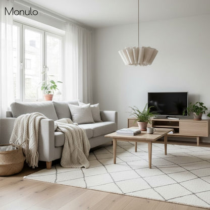 Geplisseerde Stoffen Hanglamp – Minimalistische Scandinavische Verlichting voor Eetkamer & Woonkamer