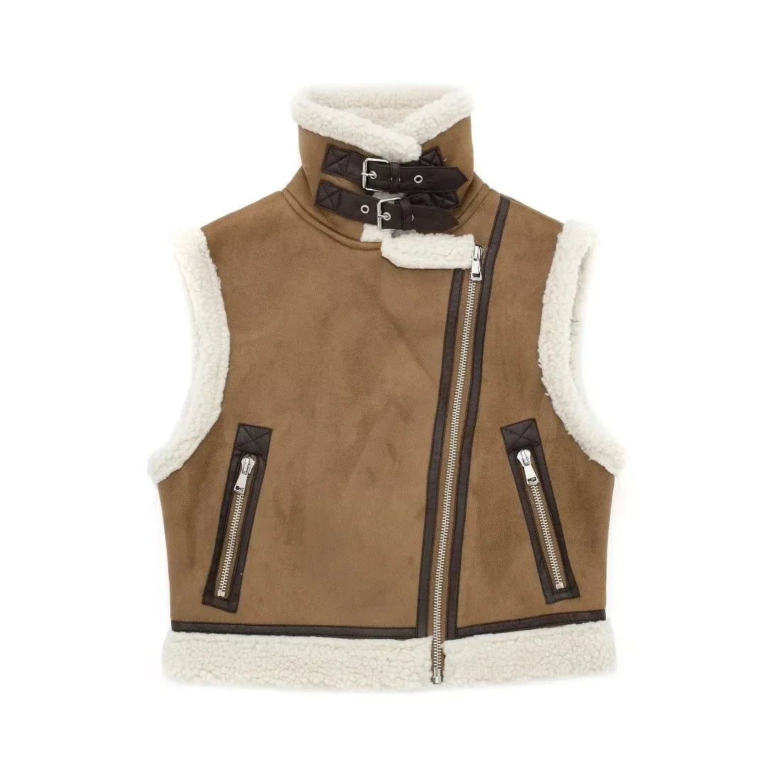 Dames Gilet Mouwloos Shearling Gevoerd Warm en Stijlvol