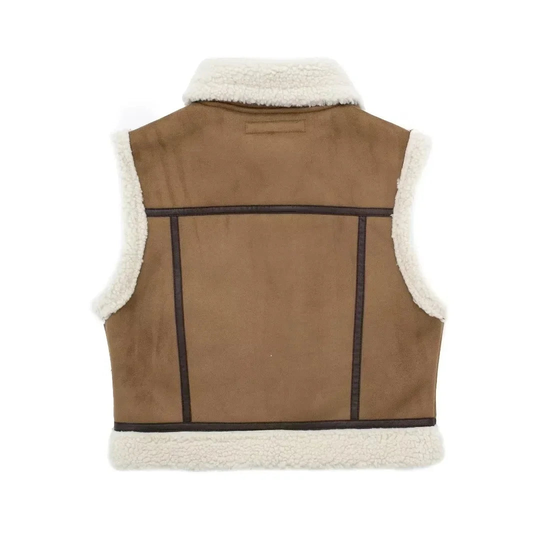 Dames Gilet Shearling Voering Warme Mouwloze Jas