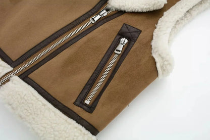 Dames Gilet Shearling Voering Warme Mouwloze Jas