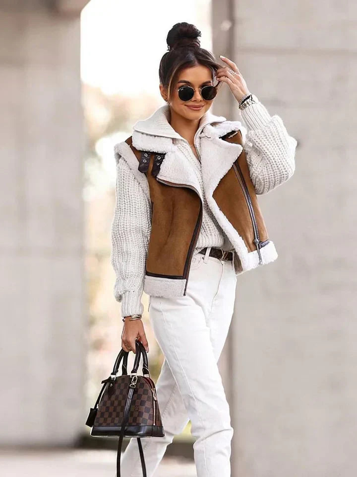 Dames Gilet Shearling Voering Warme Mouwloze Jas - StudioMarella