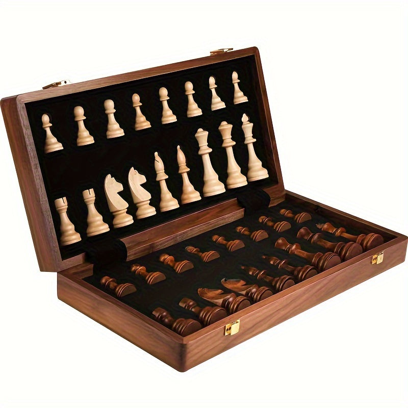 Schaakbord Opvouwbaar met Schaakstukken Hout 2 Extra Dames Reis Schaakset Compact Opbergen Magnetisch