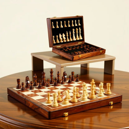 Schaakspel Hout Opvouwbaar Met Figuren Massief Houten Schaakbord