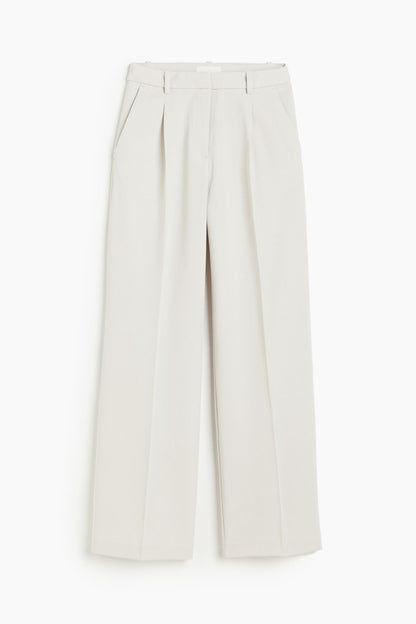 Dames Broek Wijd Model Rechte Pijp met Plooien - StudioMarella
