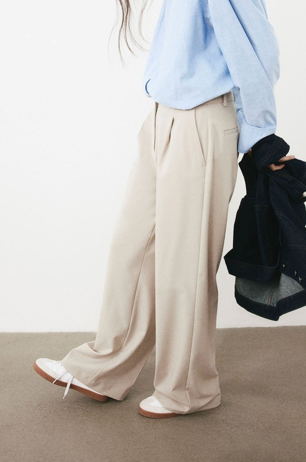 Dames Broek Wijd Model Rechte Pijp met Plooien