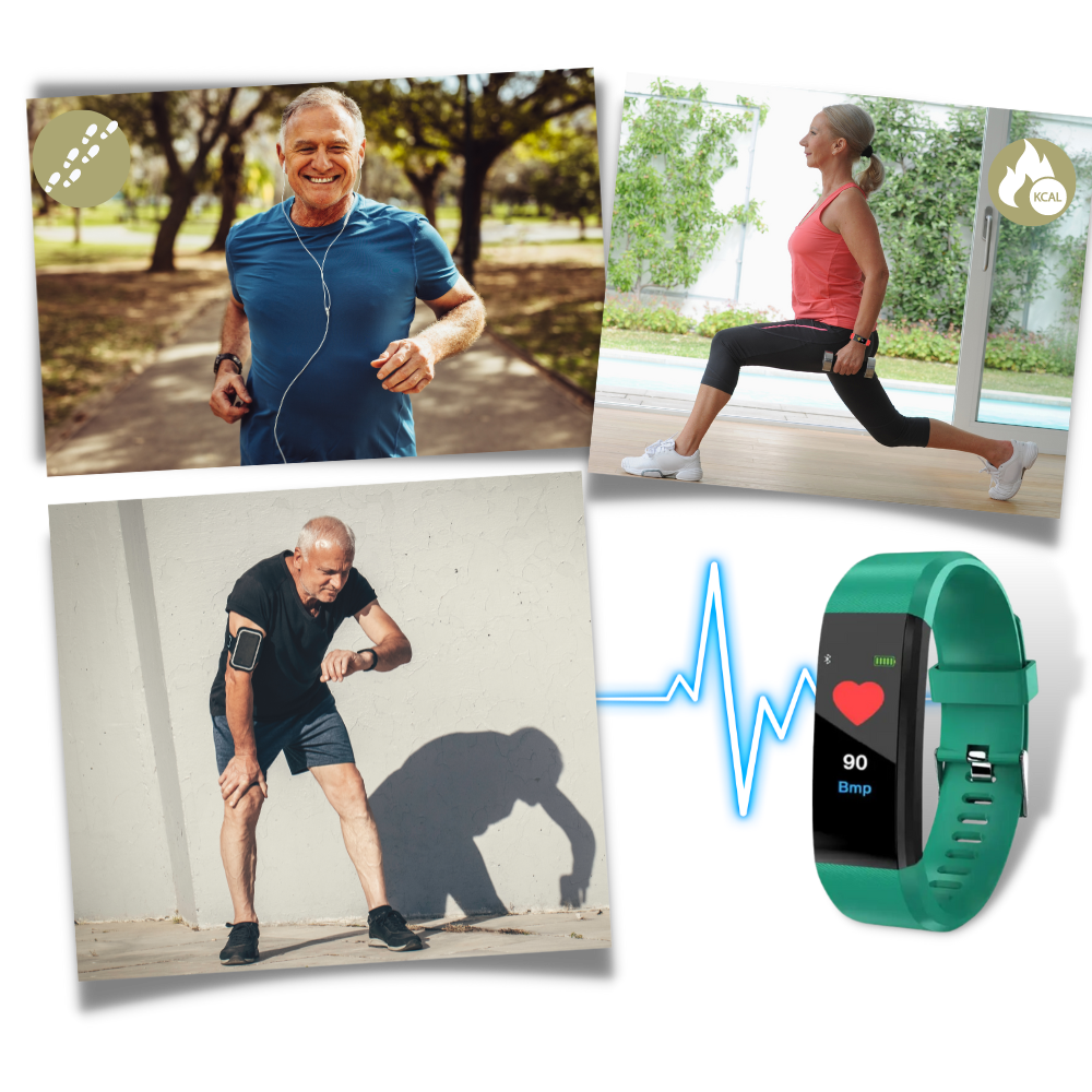 Digitaal Polshorloge met Hartslagmeter Stappenteller en Gezondheidstracking voor Senioren Actieve Levensstijl