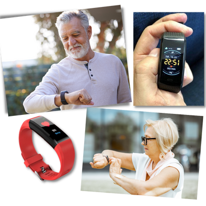 Digitaal Polshorloge met Hartslagmeter Stappenteller en Gezondheidstracking voor Senioren Actieve Levensstijl