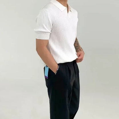 Mannen Poloshirt Korte Mouwen Geribd Casual
