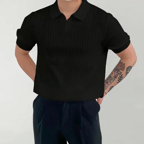 Mannen Poloshirt Korte Mouwen Geribd Casual