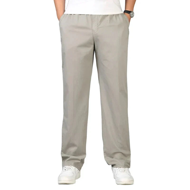 Serran | Katoenen pantalon in de kleur Lichtgrijs voor heren in Formal stijl geschikt voor alle seizoenen.