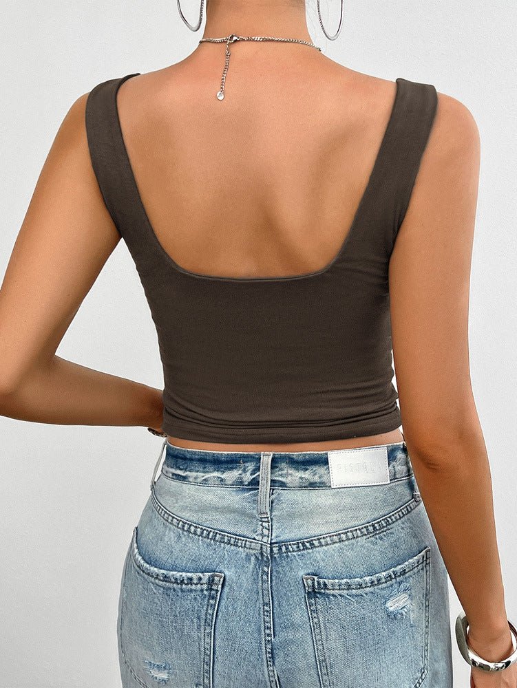 Vrouwelijke Tanktop Katoen Slim Fit met Twist detail