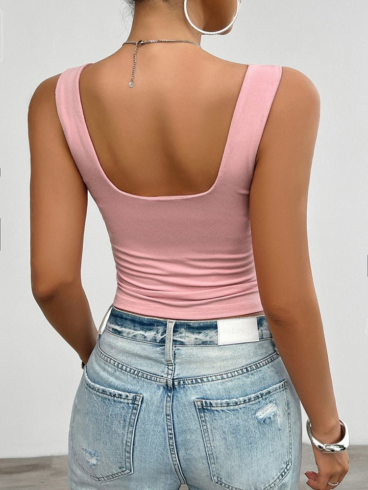 Vrouwelijke Tanktop Katoen Slim Fit met Twist detail