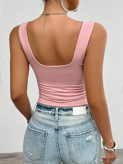 Vrouwelijke Tanktop Katoen Slim Fit met Twist detail