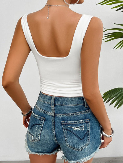 Vrouwelijke Tanktop Katoen Slim Fit met Twist detail