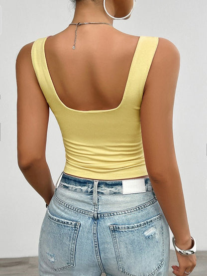 Vrouwelijke Tanktop Katoen Slim Fit met Twist detail