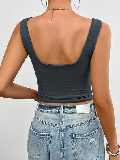 Vrouwelijke Tanktop Katoen Slim Fit met Twist detail