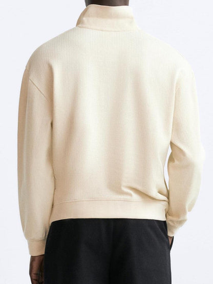 Beige Pullover met Polokraag voor Elegante Look