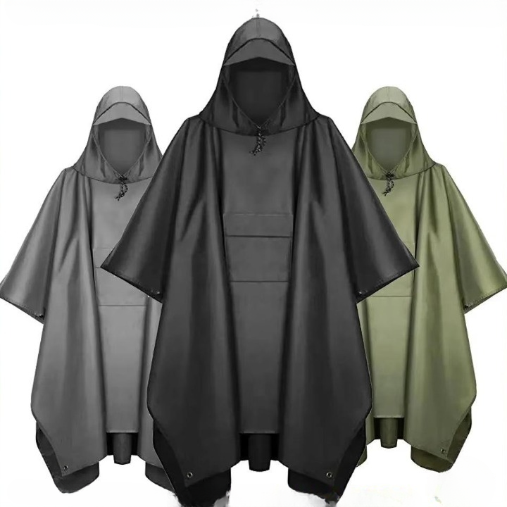 Waterdichte Regenponcho met Capuchon – 3-in-1 Outdoor Bescherming voor Wandelen Kamperen Tuin