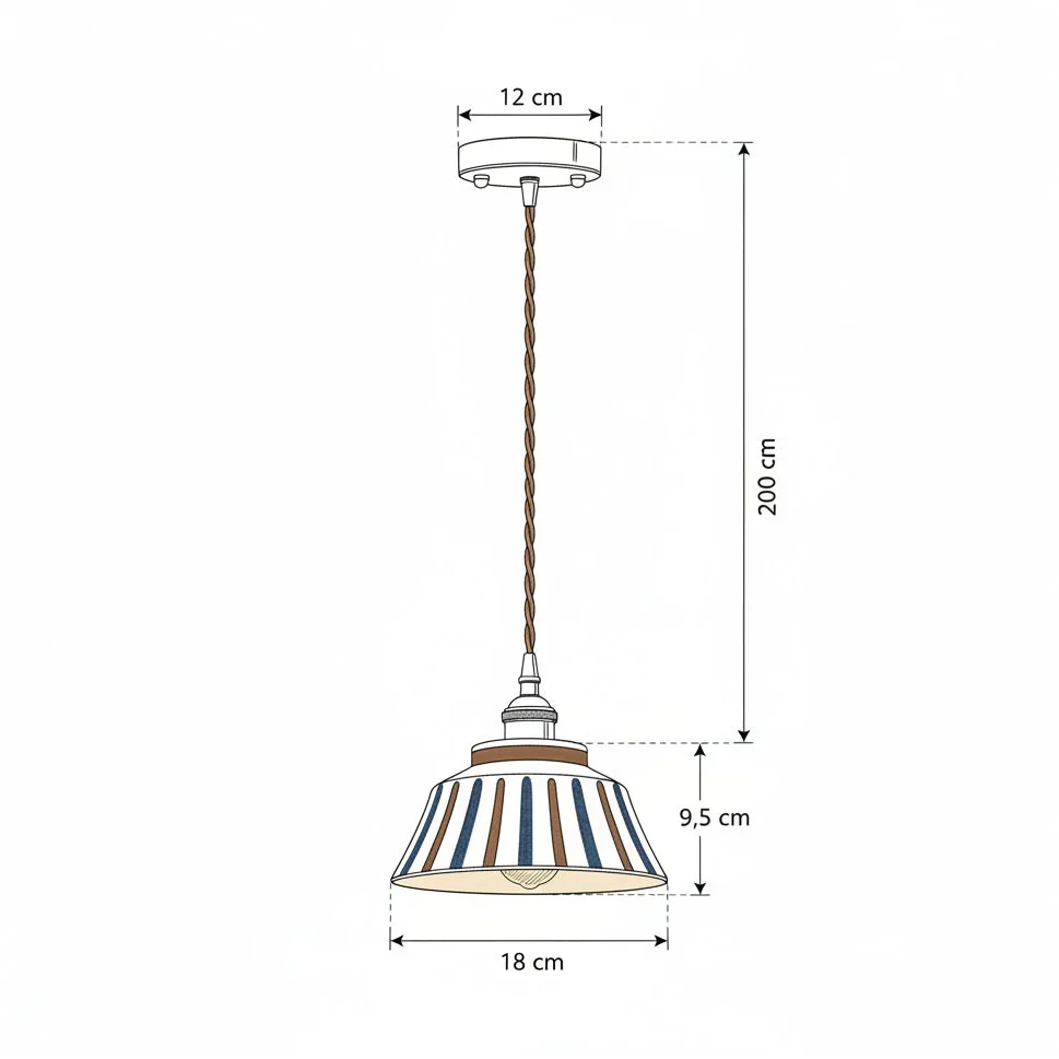 Keramiek Hanglamp Handgeschilderd Koper Blauw Naturel E27 Woonkamer Eetkamer Japandi Retro Scandinavisch