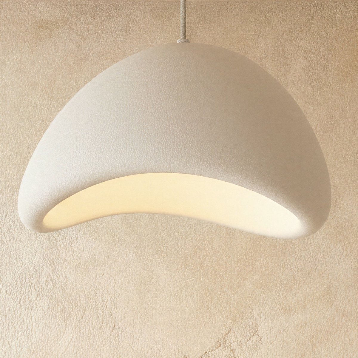 Japanse Minimalistische Hanglamp Met Organische Vorm En Zachte Sfeerverlichting