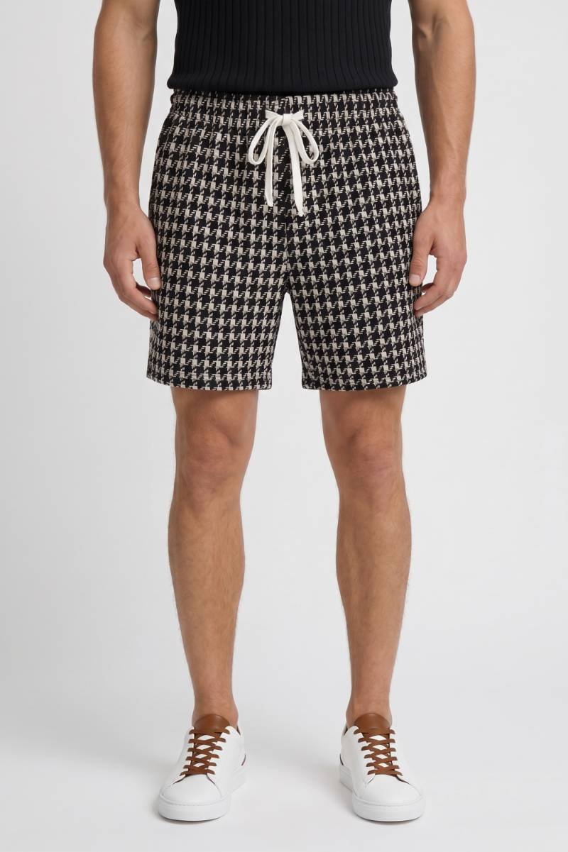 Shorts Heren - Geruit Patroon met Trekkoord | Comfortabel — Geruit Zwart-Wit