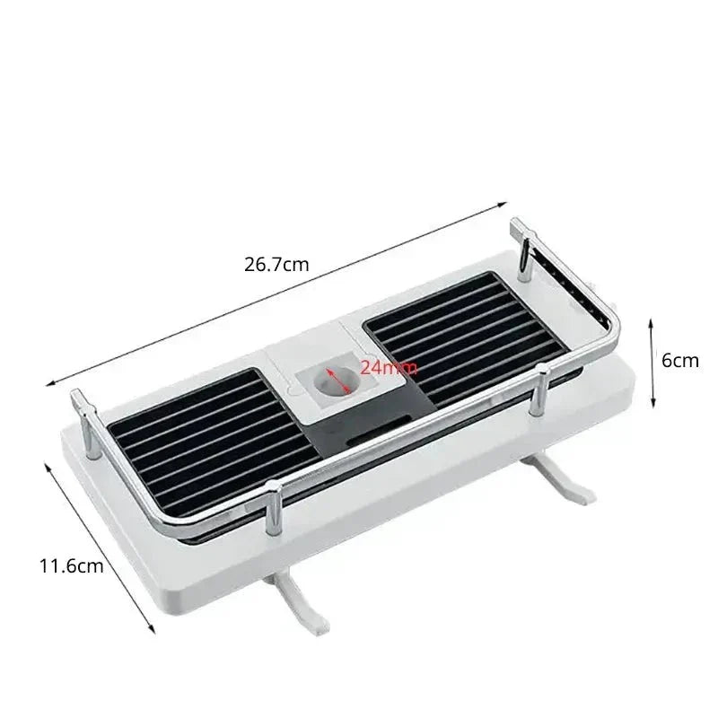 Verstelbare douche organizer voor douchestang zonder boren met haken en snelle waterafvoer