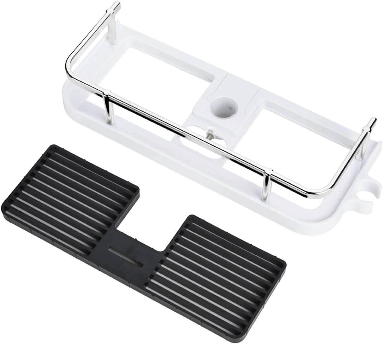 Verstelbare douche organizer voor douchestang zonder boren met haken en snelle waterafvoer