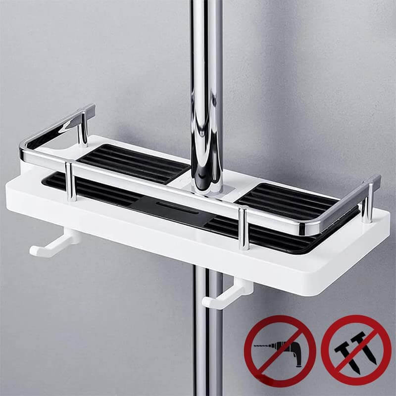 Verstelbare douche organizer voor douchestang zonder boren met haken en snelle waterafvoer